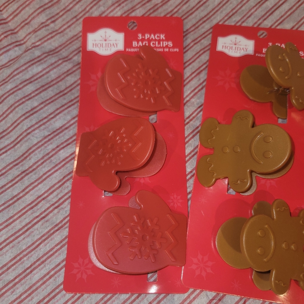 Holiday Time Red  Bag Clips 3-Pack